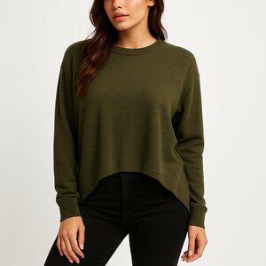 MONN Shimmer Oversized Top in Olive - Size S